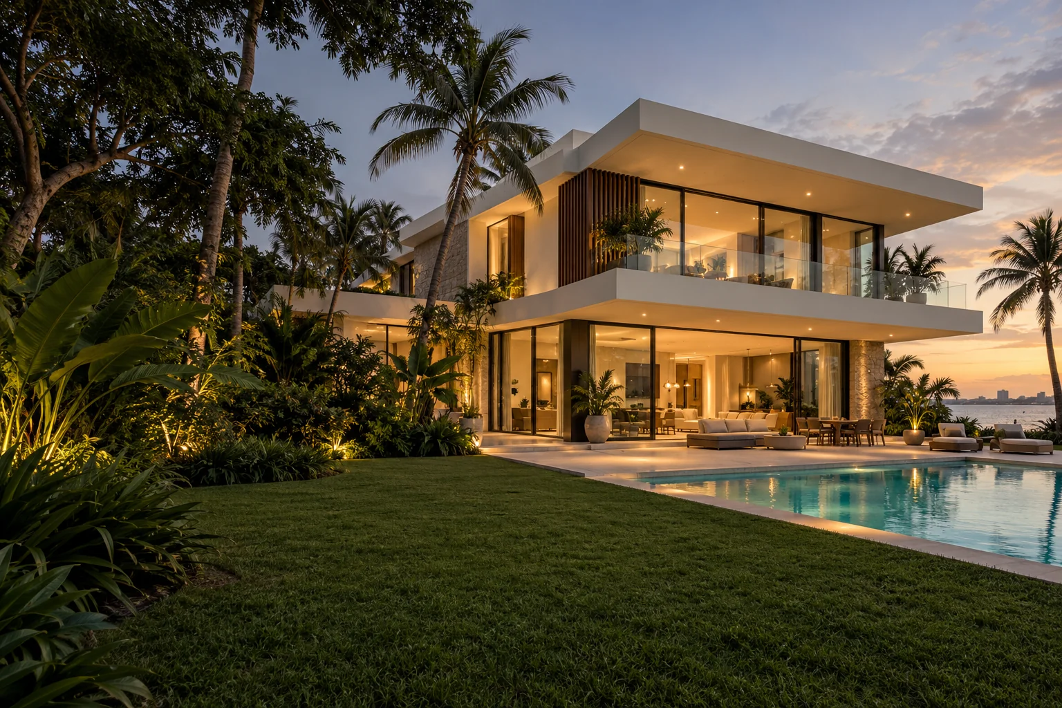 Contemporary tropical home with landscaped garden and pool